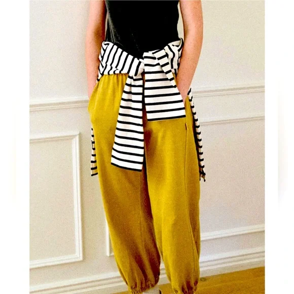 CP Shades organic cotton corduroy yellow mustard pull on pants elastic waist - Picture 7 of 7